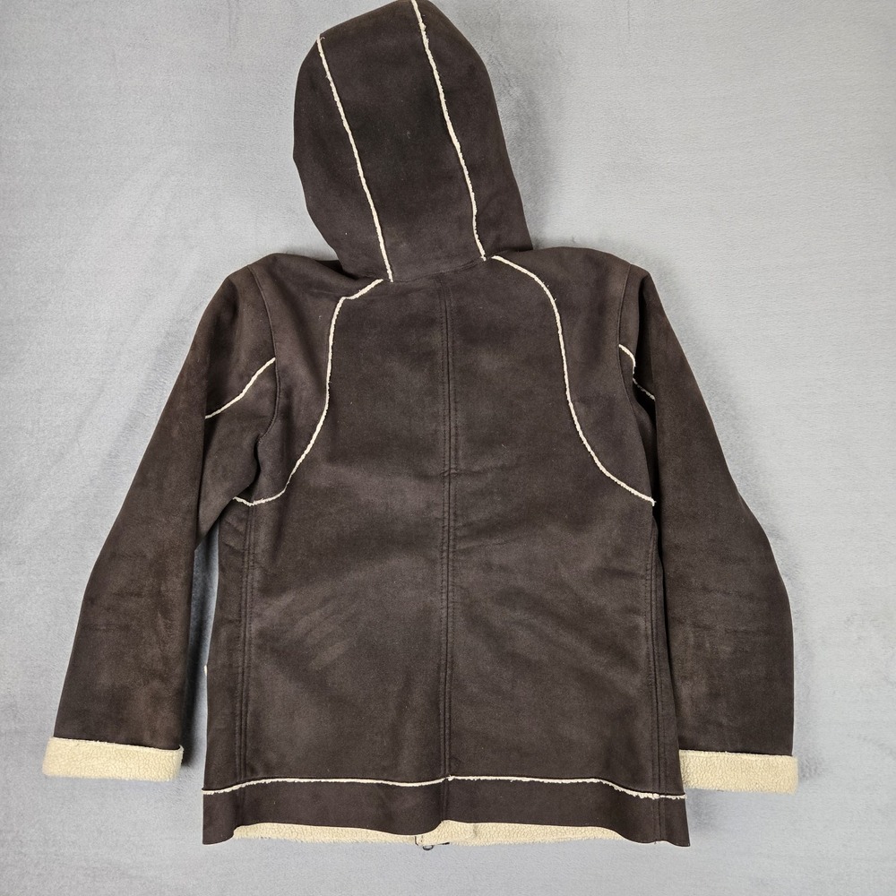 Patagonia Shearling Fleece Hoody Womens Large Brown Full Zip Coat Jacket 27030 - Picture 2 of 7